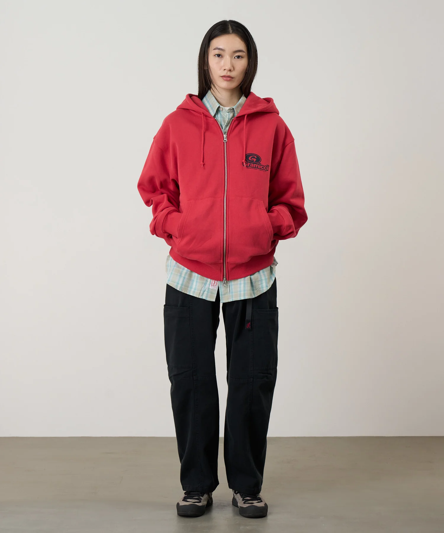 Gramicci 82 Zip Hooded Sweatshirt (Crimson Red) - Image 2
