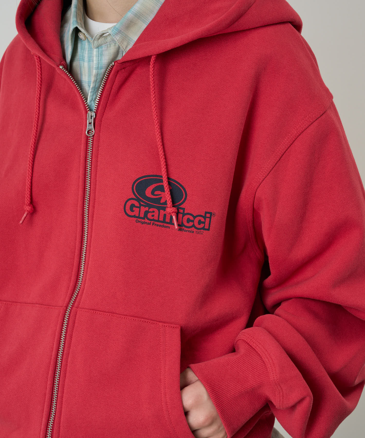 Gramicci 82 Zip Hooded Sweatshirt (Crimson Red) - Image 3