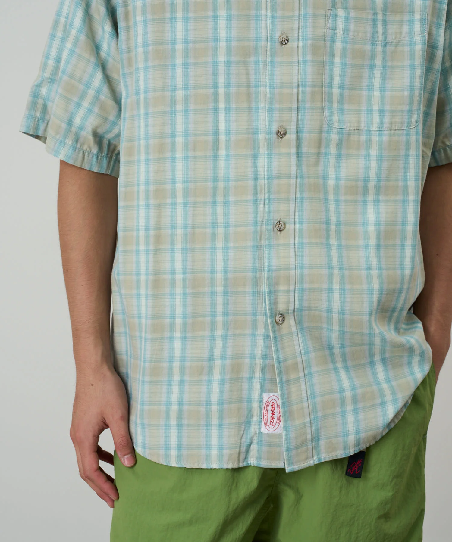 Gramicci Checkered Ombre Short Sleeve Shirt (Blue) - Image 3
