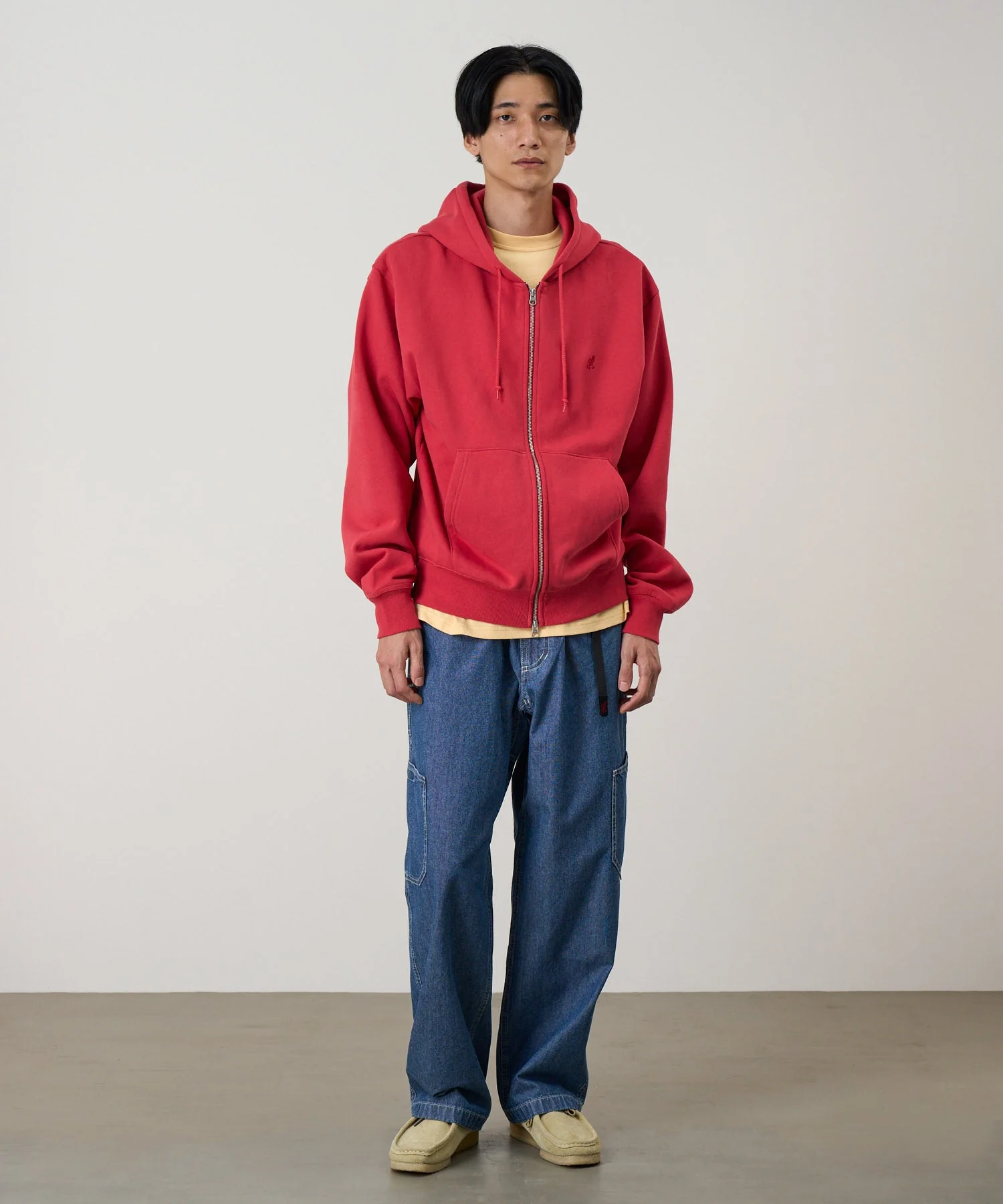 Gramicci One Point Zip Hooded Sweatshirt (Crimson Red) - Image 3