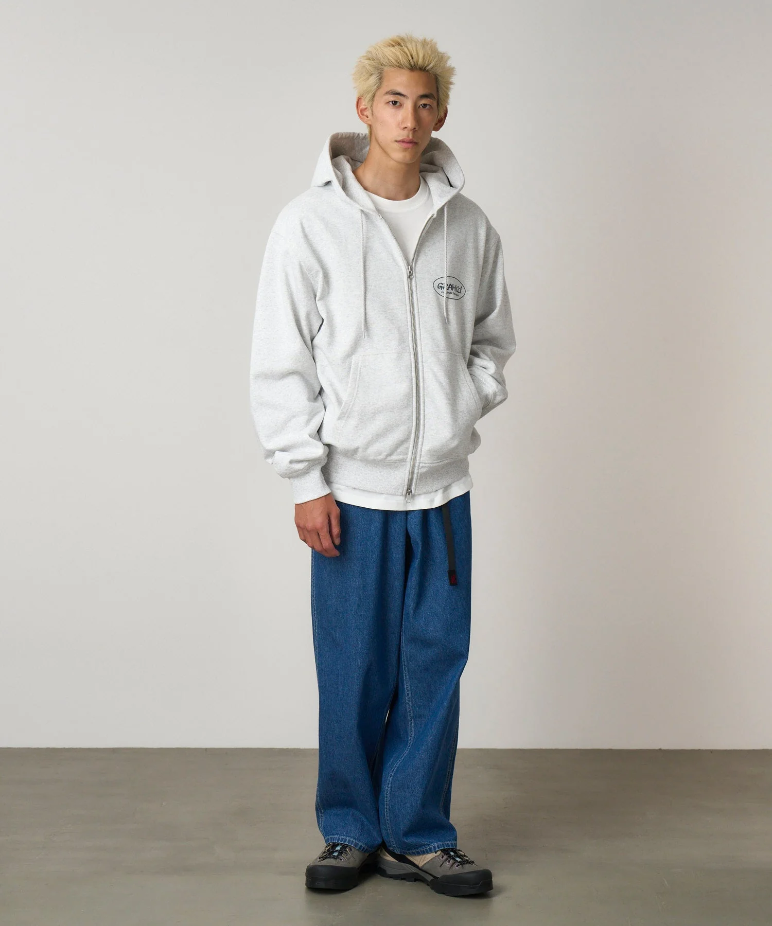 Gramicci Original Freedom Zip Hooded Sweatshirt (Heather Ash) - Image 2