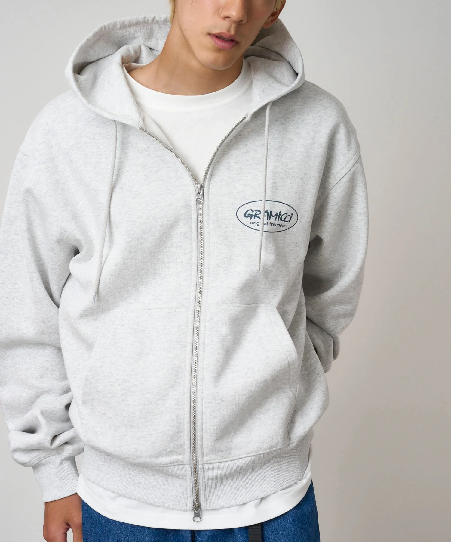 Gramicci Original Freedom Zip Hooded Sweatshirt (Heather Ash) - Image 3