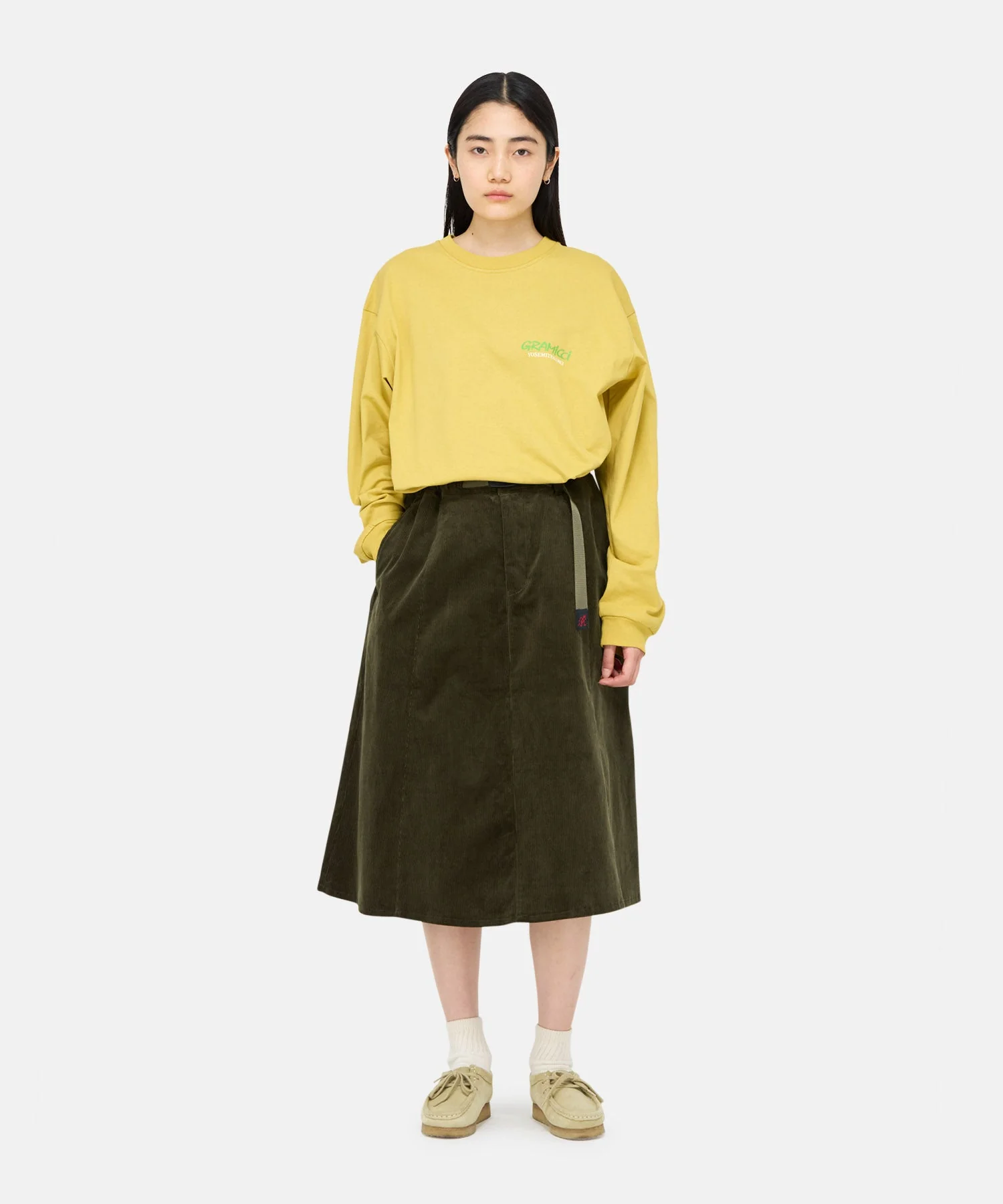 Gramicci Paneled Midi Skirt (Olive Green) - Image 2