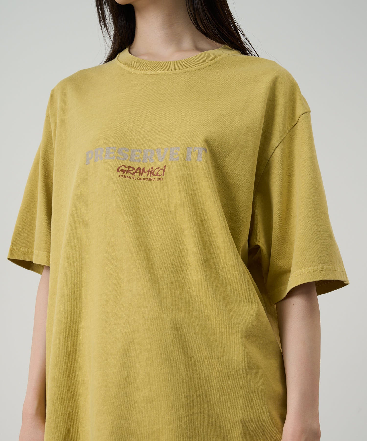Gramicci Pigment Dyed Footprints Tee (Sulphur Pigment) - Image 3