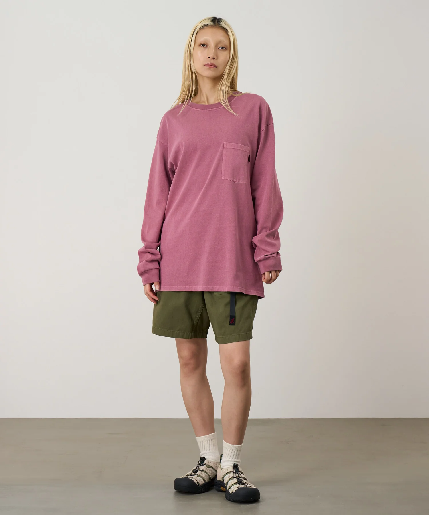 Gramicci Pigment Dyed Long Sleeve Pocket Tee (Red Pigment) - Image 3