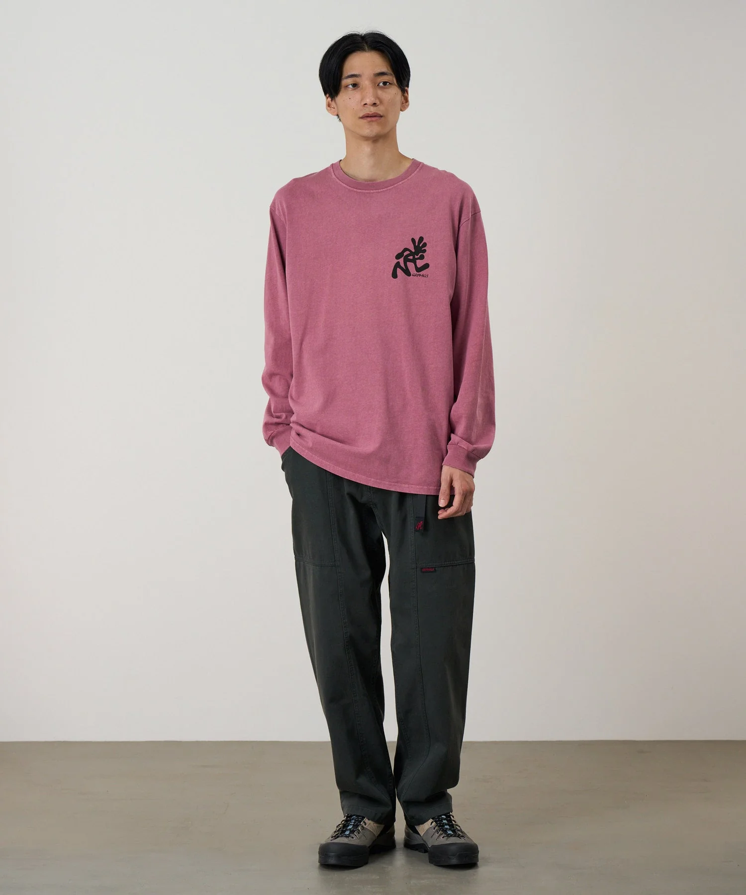 Gramicci Pigment Dyed Running Man Long Sleeve Tee (Red Pigment) - Image 2